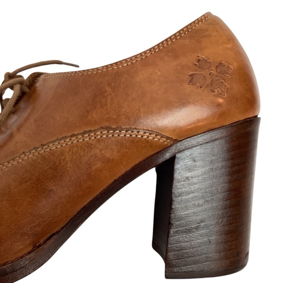 Patricia Nash Anna Block Heel Oxford Italian Leather Shoes Carmel Brown - Picture 11 of 16